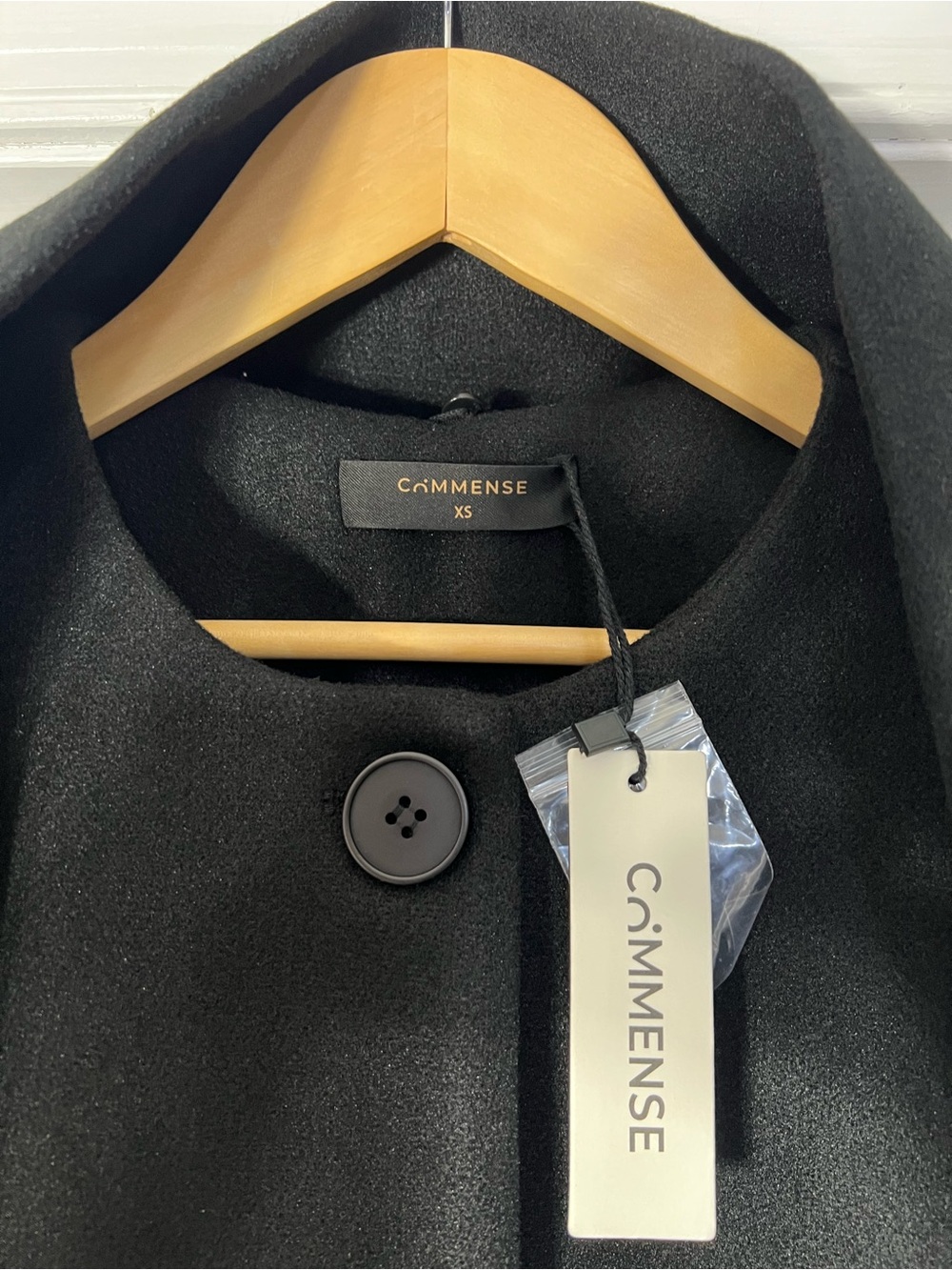 Commense Black Wool Cape Coat - Picture 2 of 4